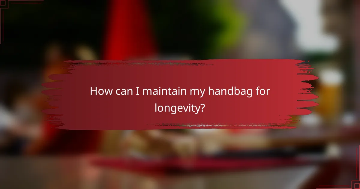 How can I maintain my handbag for longevity?
